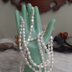 Extra-long strand of genuine baroque freshwater pearls